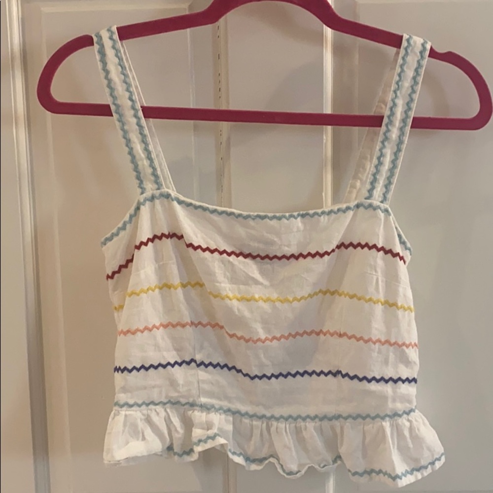 Forever 21 White Crop top with multicolor stripes